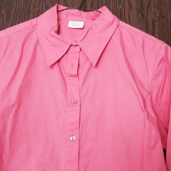 PINK SUZY SHIER WOMEN'S BASIC LONG SLEEVE BUTTON DOWN - Picture 4 of 6